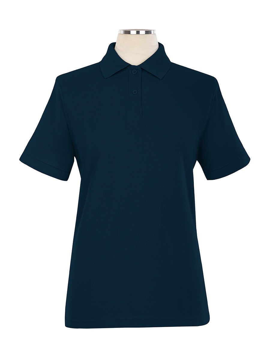 Full size image of Chemise de golf piquée à manches courtes avec logo - Femme (in color MARINE)