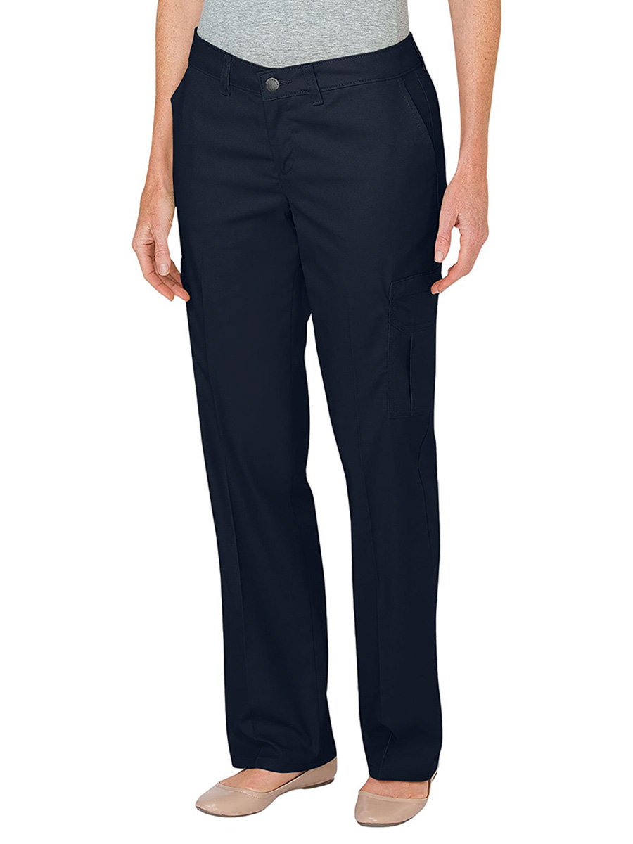 Full size image of Flex Regular Fit Straight Leg Cargo Pant with Active Waist, Poly/Cotton Female (in color MARINE)